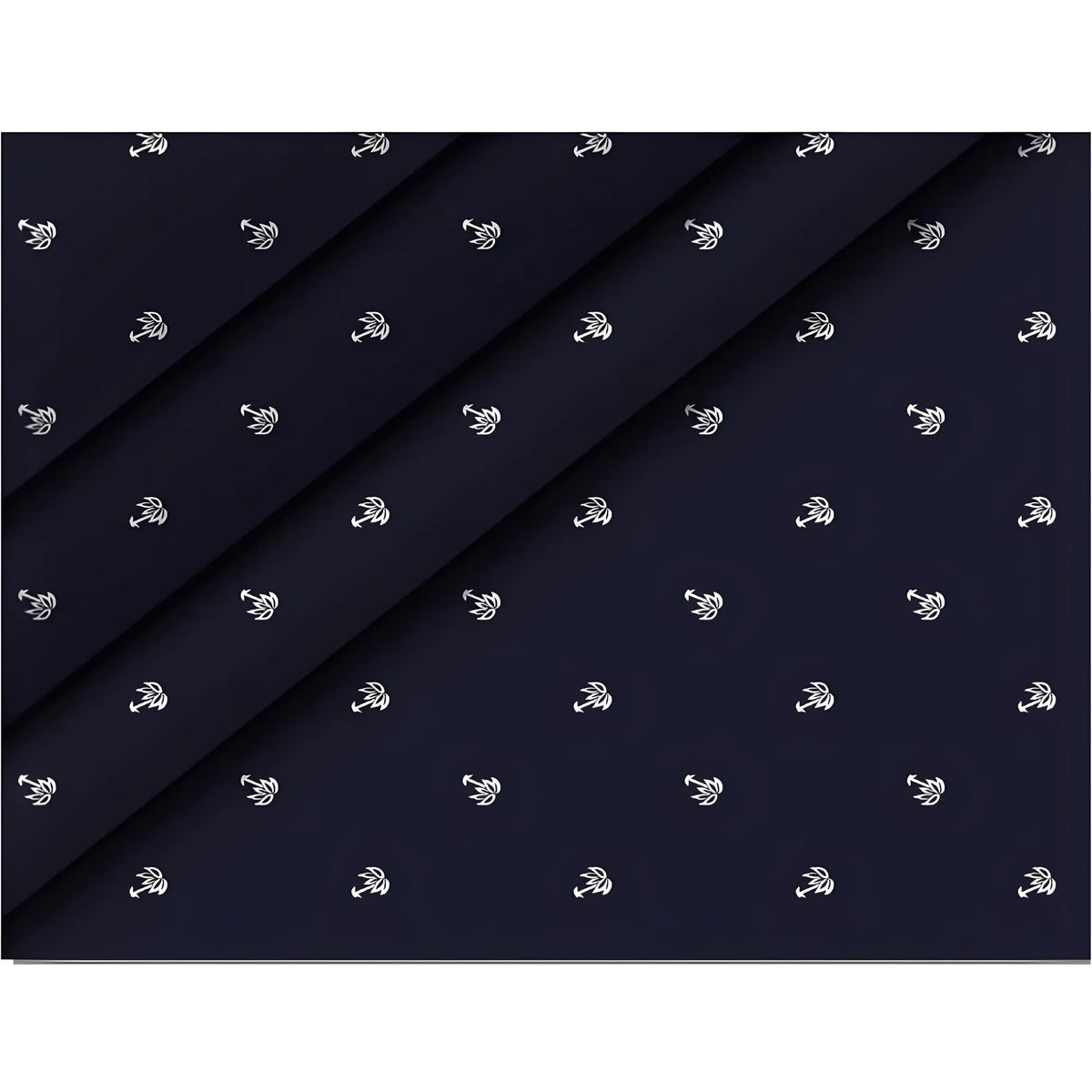 Men's Casual Floral Printed Cotton Blend Unstitched Shirt Fabric 1.6 Mtrs (Dark Blue)