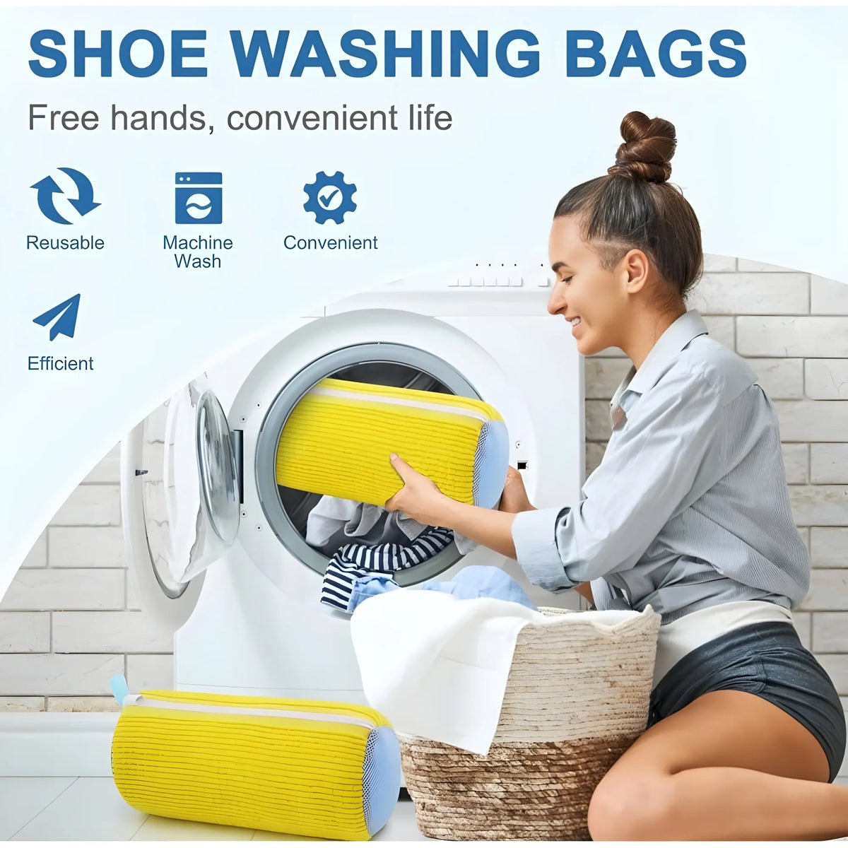 Pack of 2 Shoe Washing Machine Bag (Yellow)