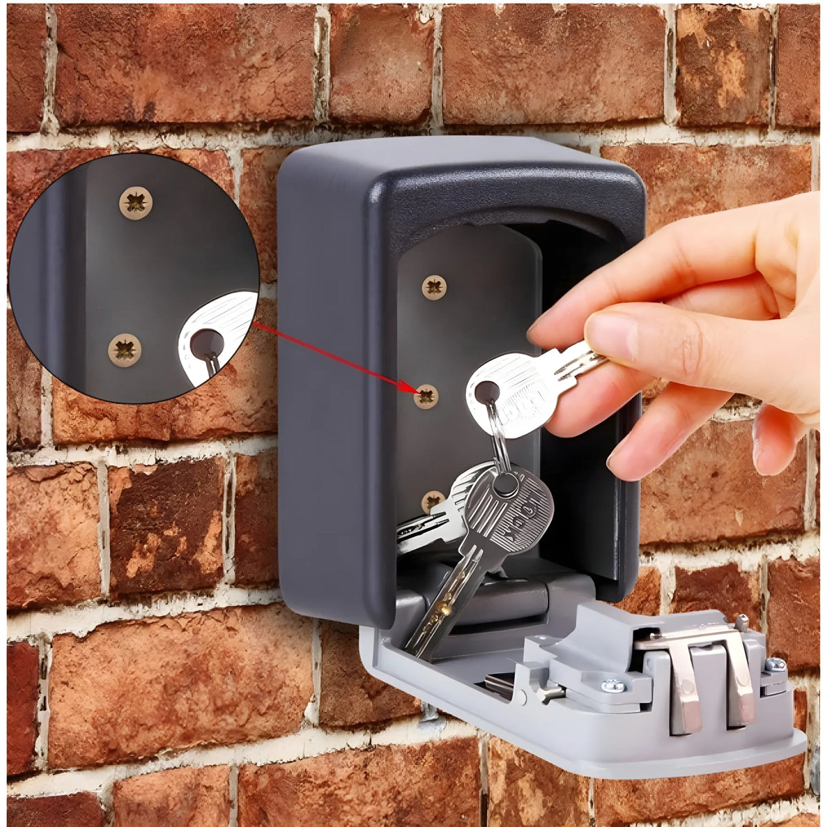 Wall-Mounted ABS Plastic Key Lock Box (Grey-Black )