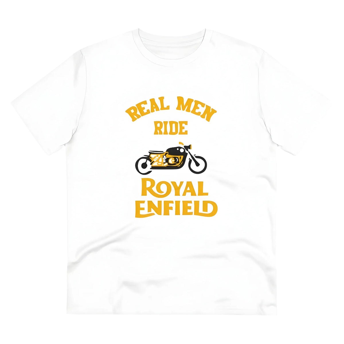 Men's PC Cotton Bike Ride Design Printed T Shirt (Color: White, Thread Count: 180GSM)