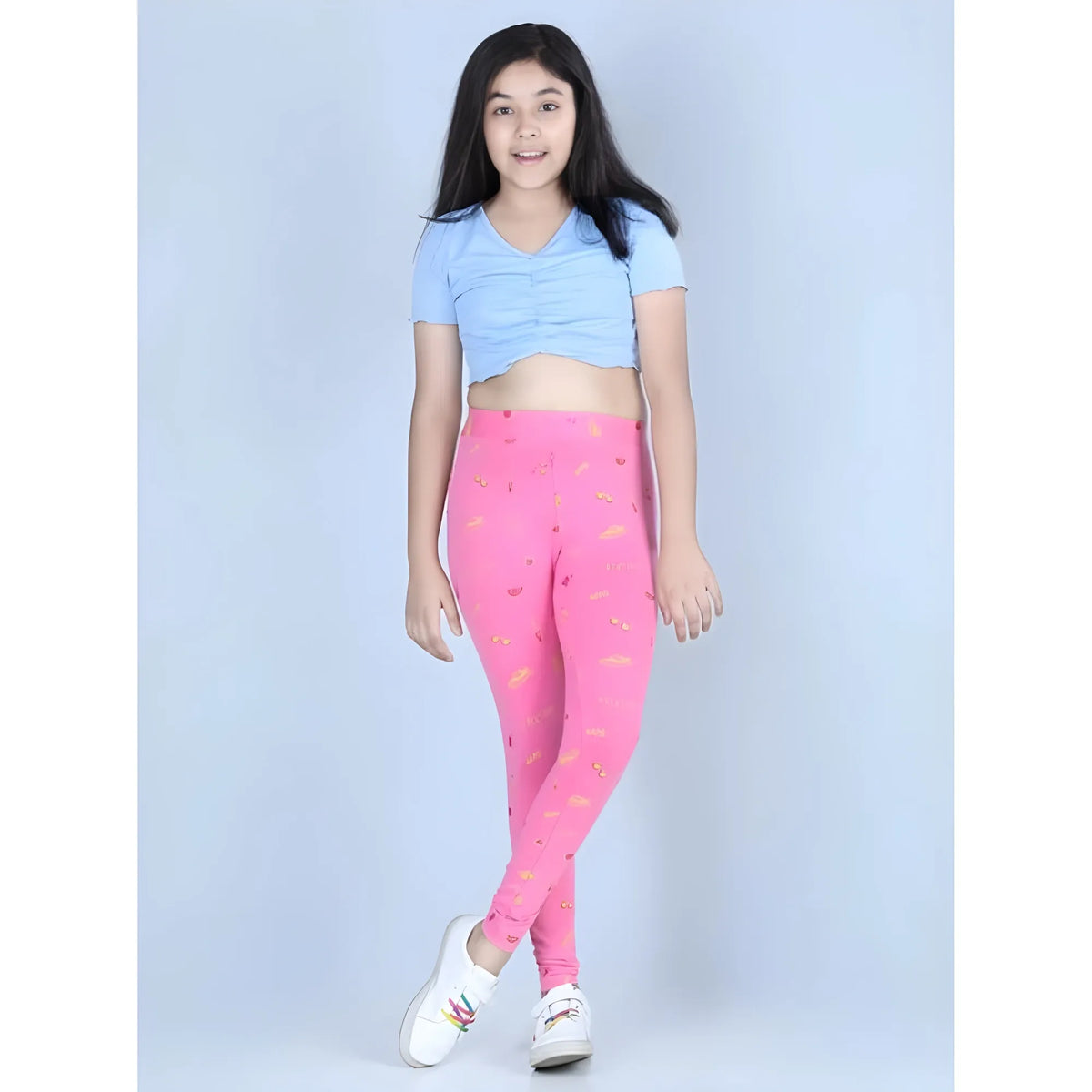 Zariya Girl Cotton Lycra Printed Elasticated Leggings