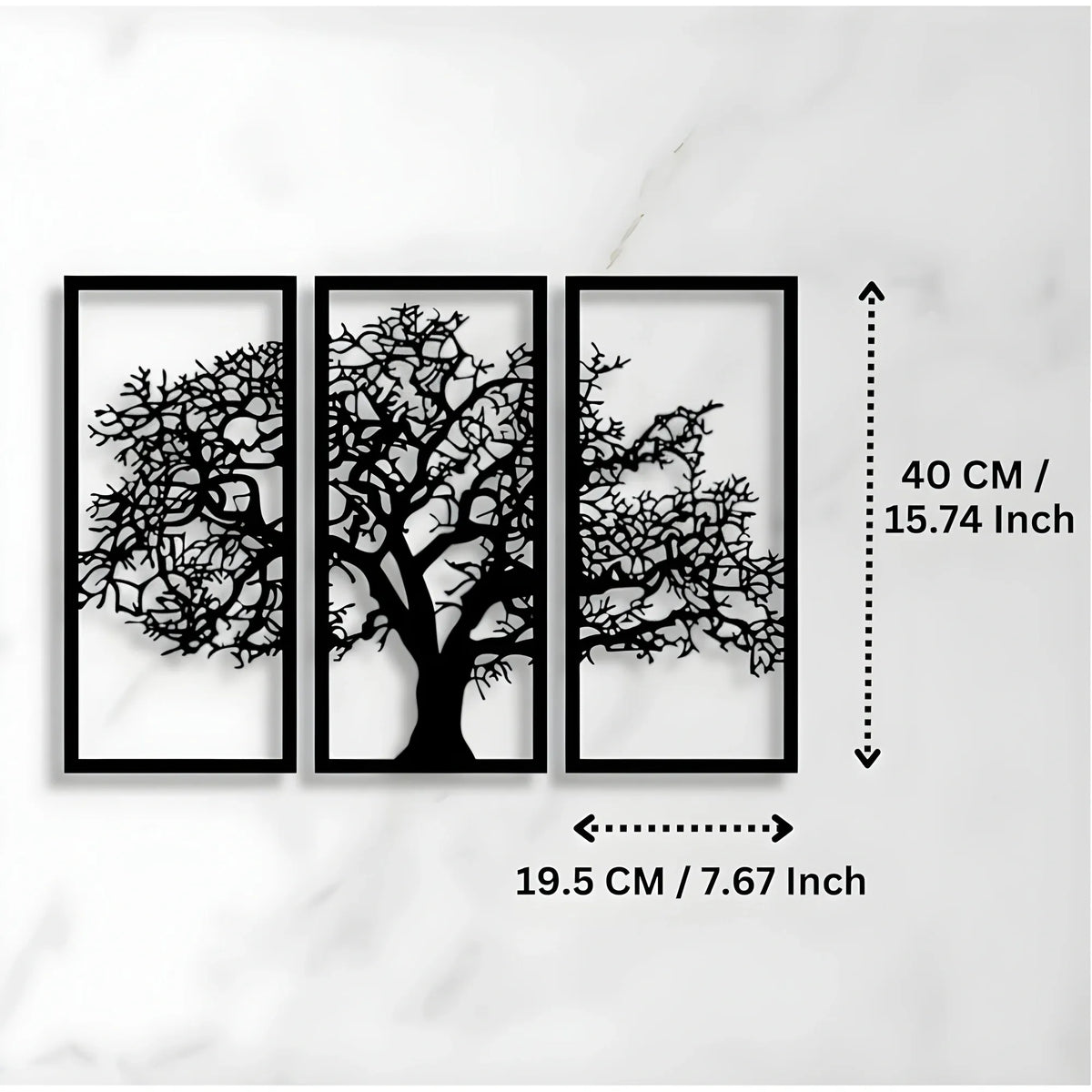 Wooden 3 Pieces Tree Wall Art Panel Frame for Home Decor