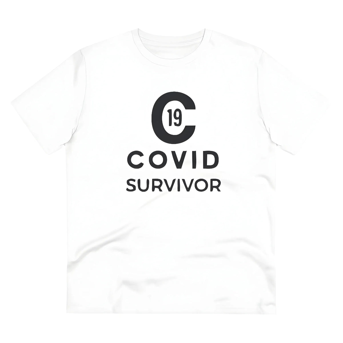 Men's PC Cotton Covid 19 Survivor Printed T Shirt (Color: White, Thread Count: 180GSM)