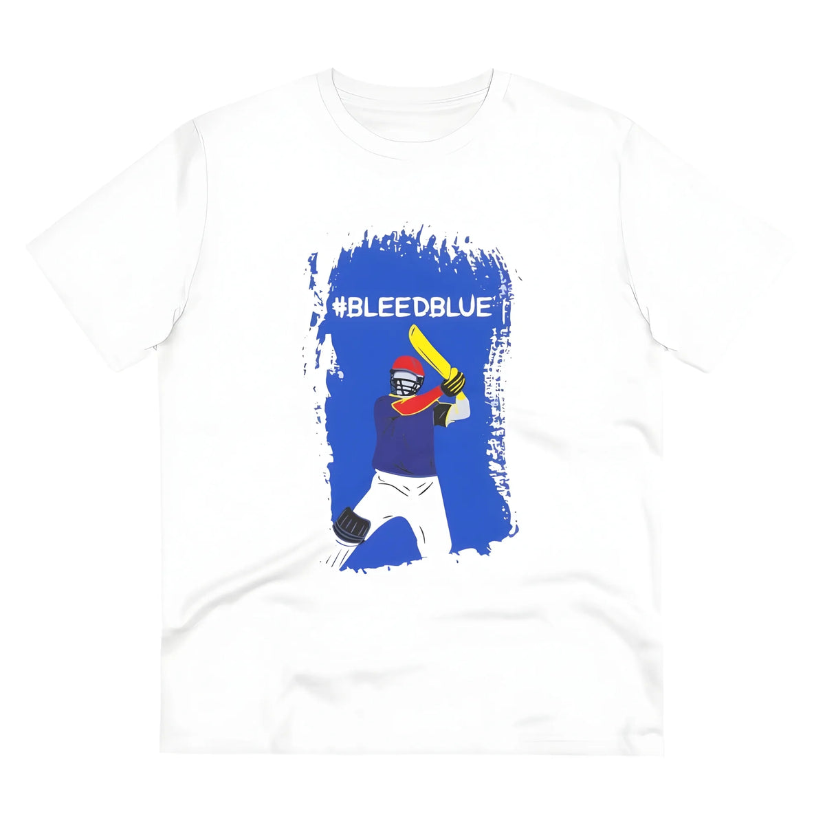Men's PC Cotton Cricket Design Printed T Shirt (Color: White, Thread Count: 180GSM)