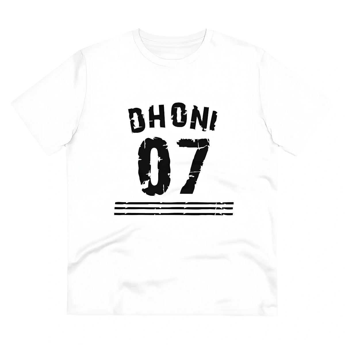 Men's PC Cotton Cricket Design Printed T Shirt (Color: White, Thread Count: 180GSM)
