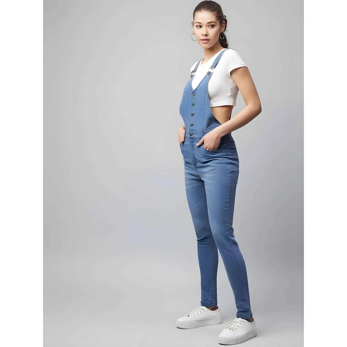 Azure Celeste Buttoned Dungaree