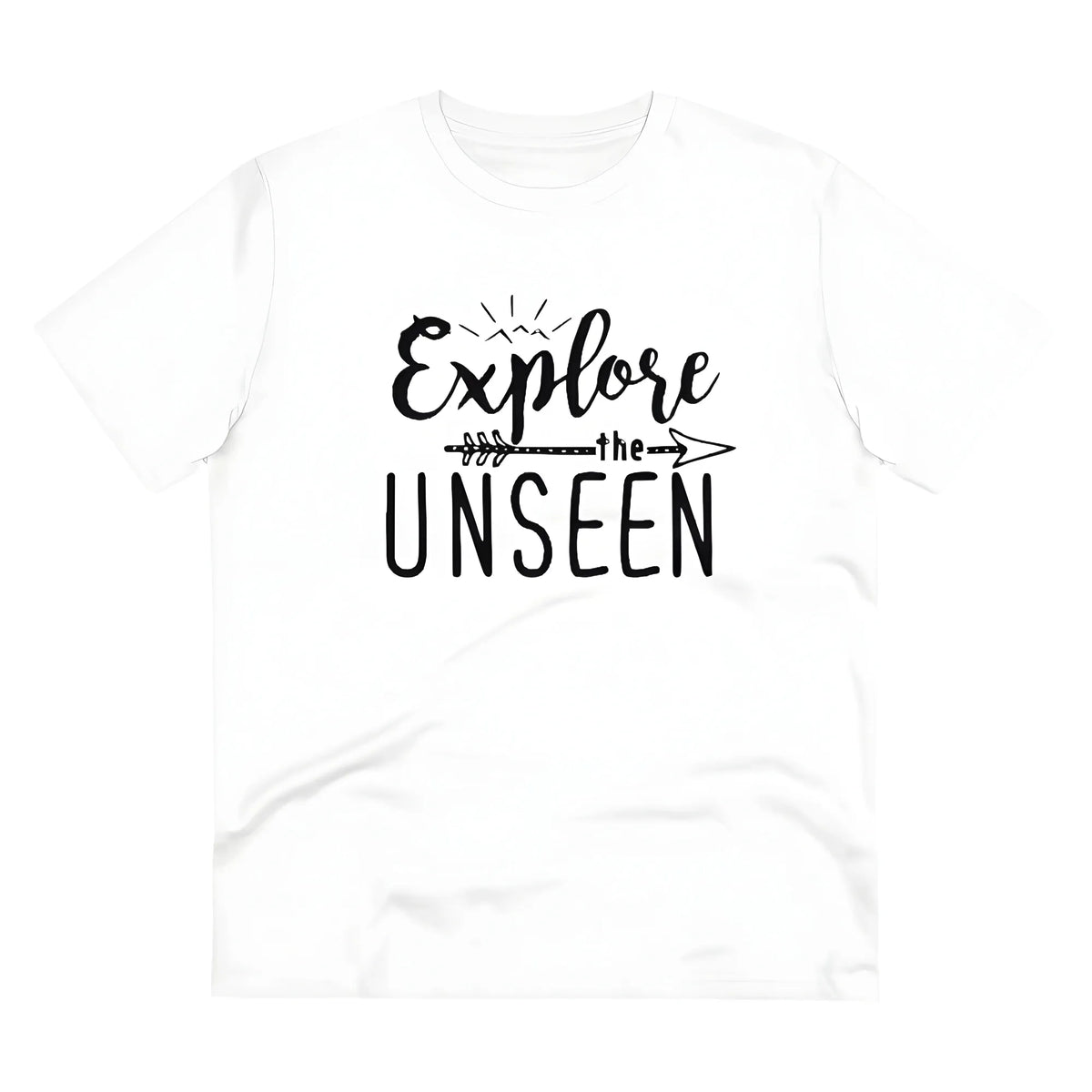 Men's PC Cotton Explore The Unseen Printed T Shirt (Color: White, Thread Count: 180GSM)