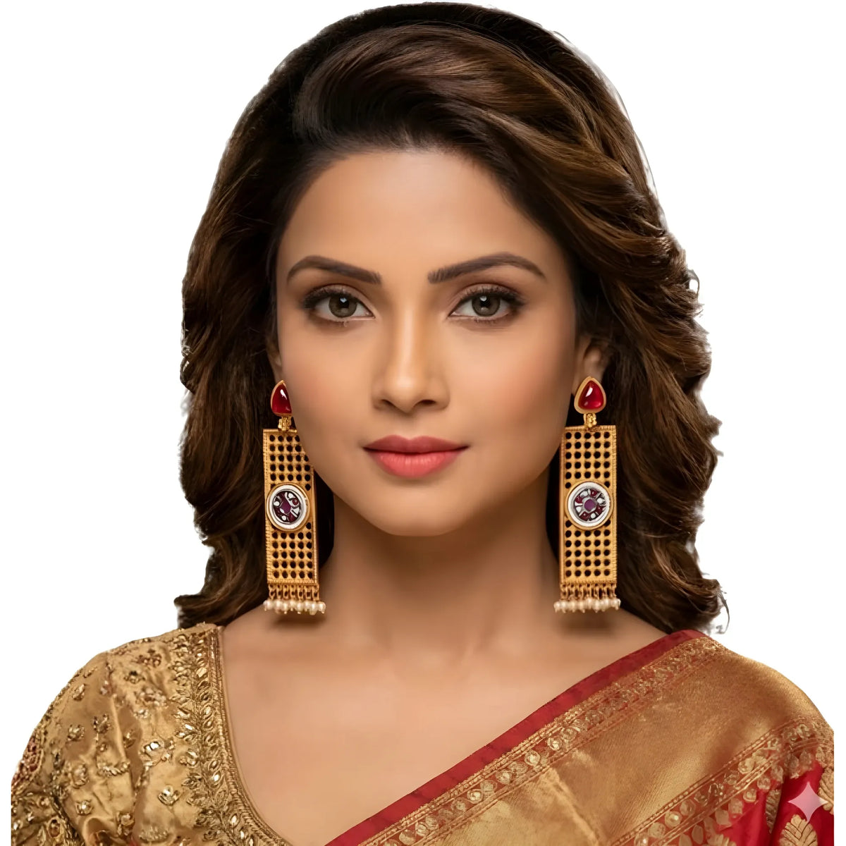 Women's Zinc Alloy Gold Plated Dangler Earrings (Multicolor)