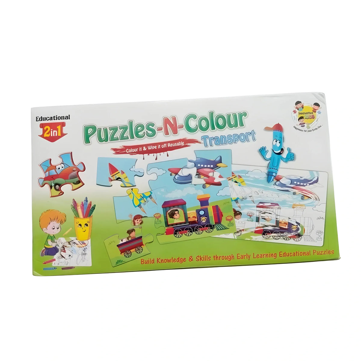 2 In 1 Puzzle & Colors-Transport | Cardboard | Educational Toys| 3+ Years