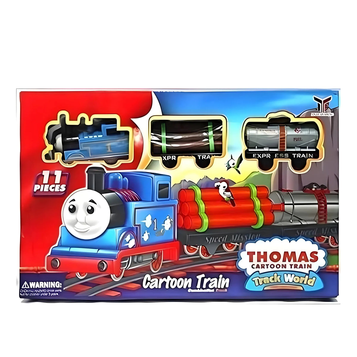 Plastic Thomas Express Train 11Pcs Toy Set With Tracks (Multicolor)