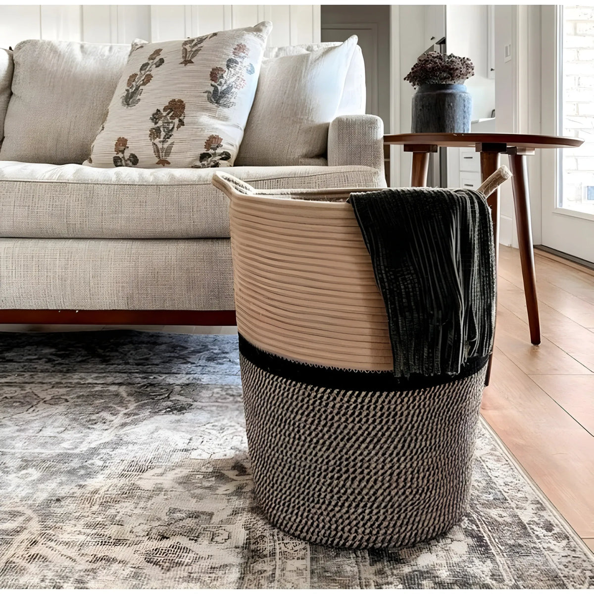 Cotton Pack Of_1 12x14 Inch Laundry Storage Basket For Clothes (Multicolor)