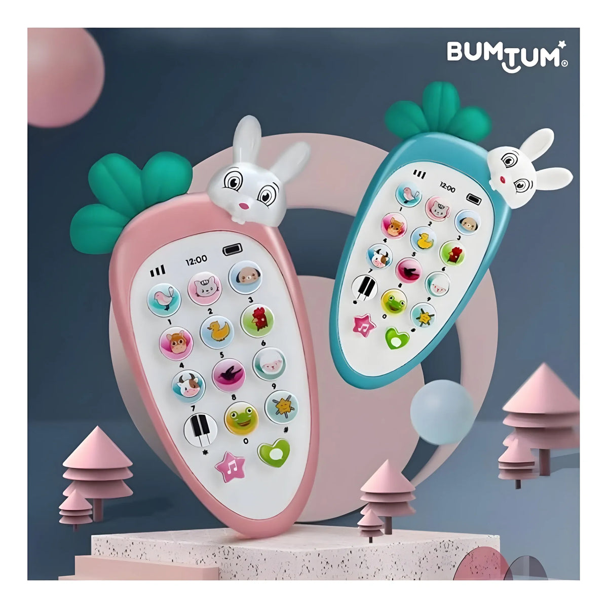 Plastic Rabit Mobile Phone Toy For Kids With Music And Light Early Educational Smart Phone (Multicolor )