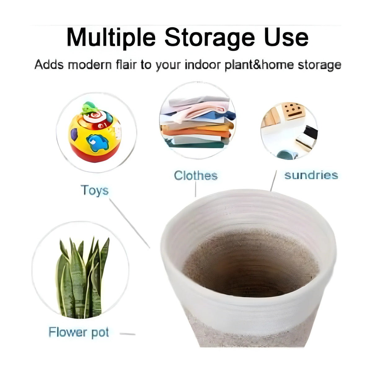 Cotton Flower Pot With Out Lid (White-Kidi)