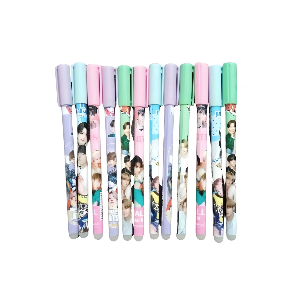 12_Pcs Set BTS Theme Reusable Pencil | Plastic, Metal | Stationery | 3+ Years