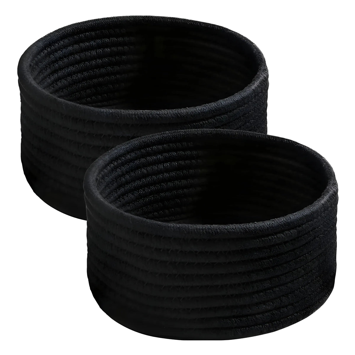 Cotton 8x3 Inch Round 3 Set Bedside Organizer With Out Lid (Black)