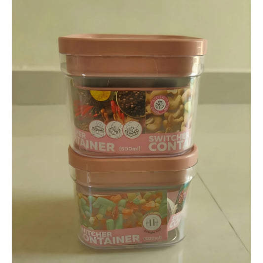 Pack of 2 Switchers Airtight Storage Container Set 500 ML (Pink)