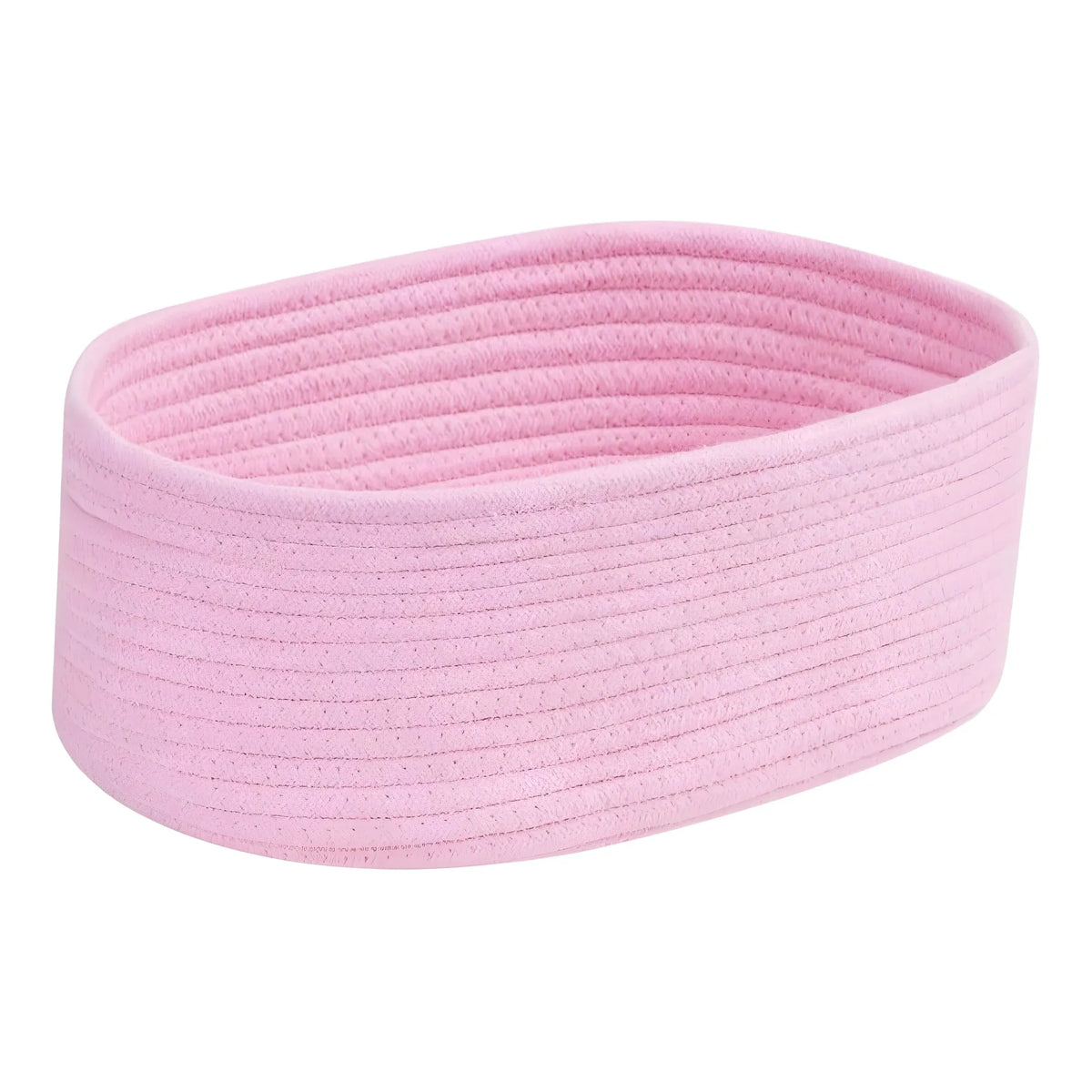 Cotton Oval 10x7x5 Inch Bedside Organizer With Out Lid (Pink)