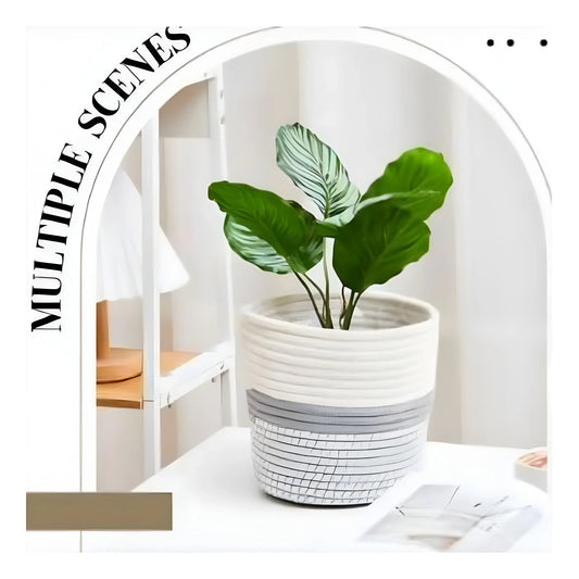 Cotton Flower Pot With Out Lid (Gray-White)