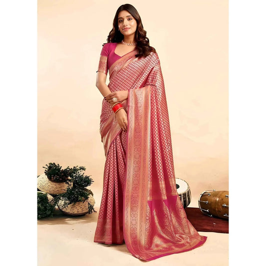 Samara Jacquard Printed Saree With Unstitched Blouse
