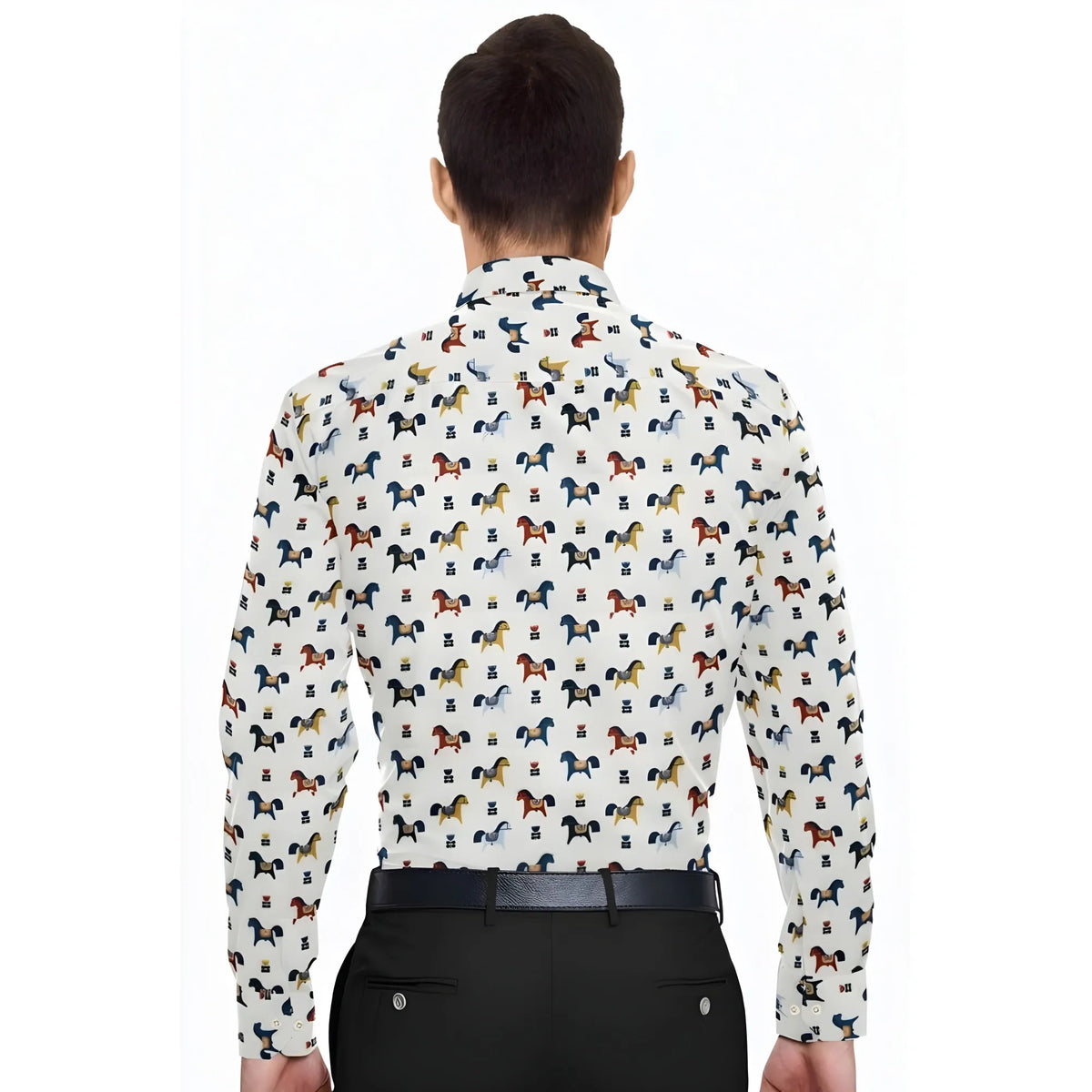 Men's Cotton Blended Printed Full Sleeve Shirt (Multicolor)