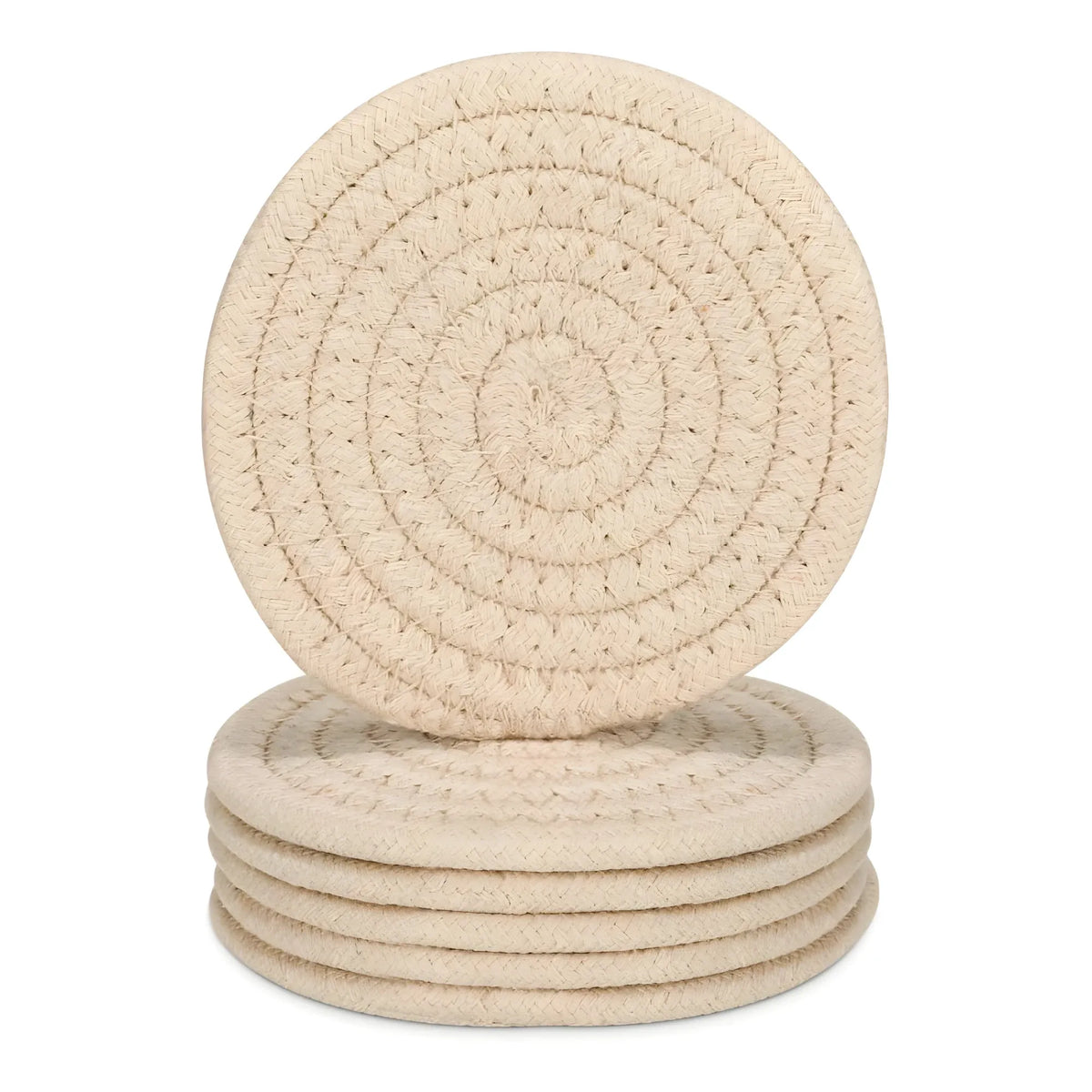 Cotton Rope Drink Coasters 6 Pcs Set (Cream)