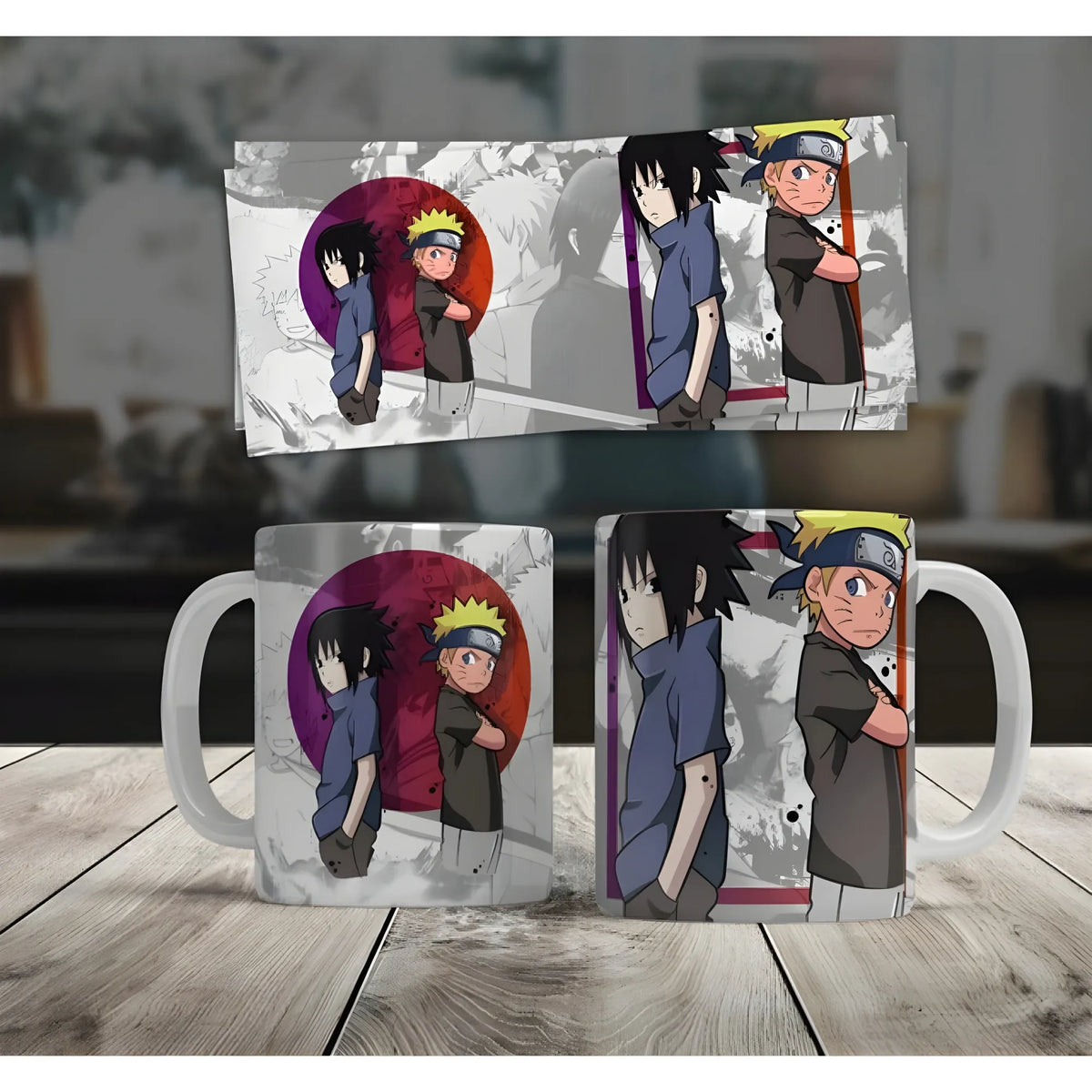 Anime Naruto &amp; Sasuke Ceramic Printed Coffee Mug (White)