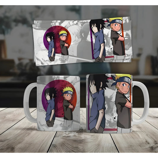 Anime Naruto &amp; Sasuke Ceramic Printed Coffee Mug (White)