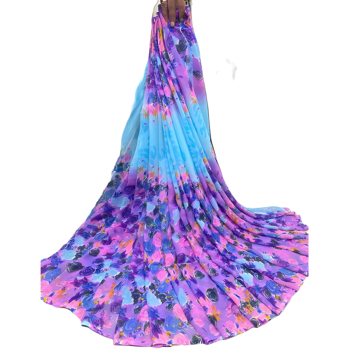 Women's Georgette Floral Printed Saree With Unstitched Blouse 5.5Mtr (Multi)