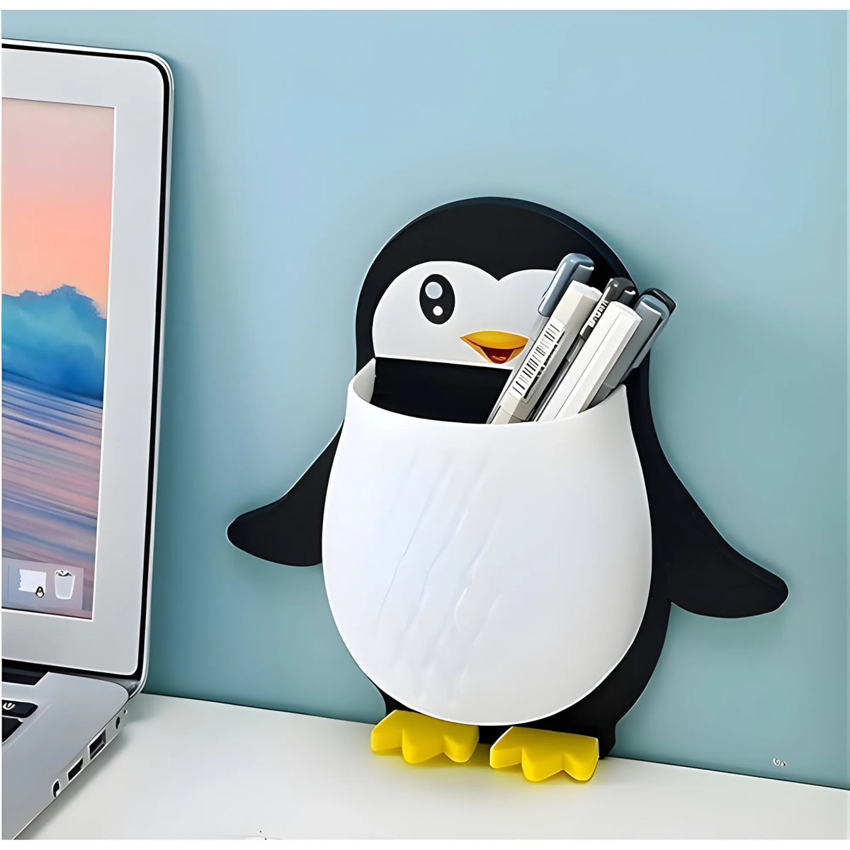 Wall Mounted Penguin Design Toothpaste Holder (Multicolor)