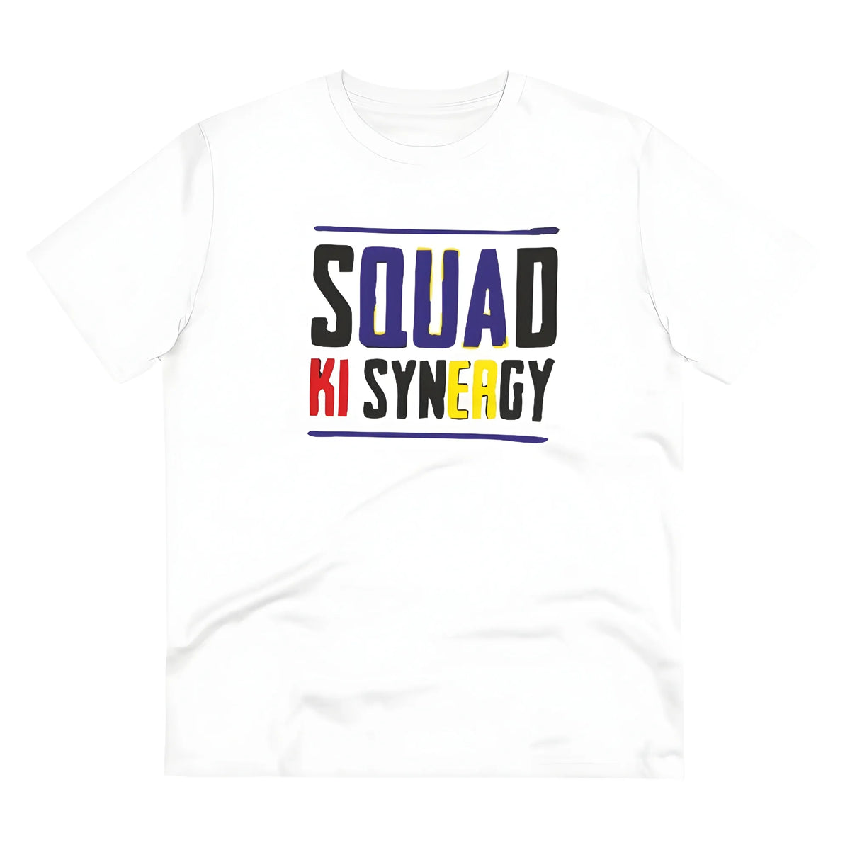 Men's PC Cotton Squed Ki Syneagy Printed T Shirt (Color: White, Thread Count: 180GSM)