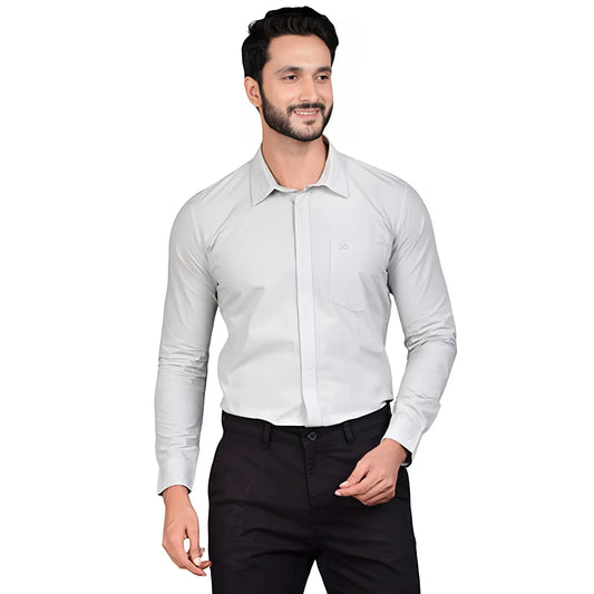 Men's Casual Cotton Full Sleeve Solid Shirt (grey) | Men Signature Collection
