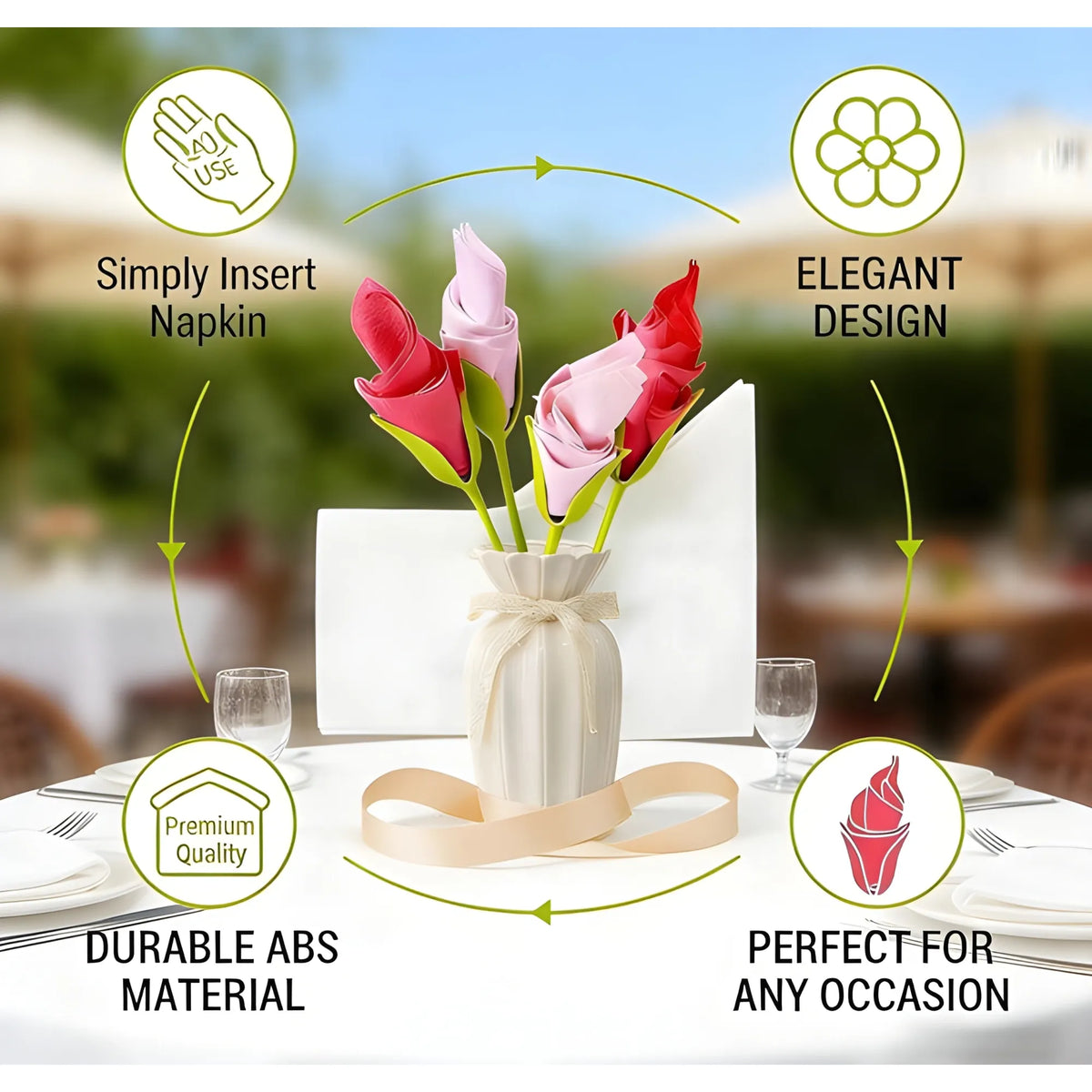 Plastic Flower Napkin Holder (Green)
