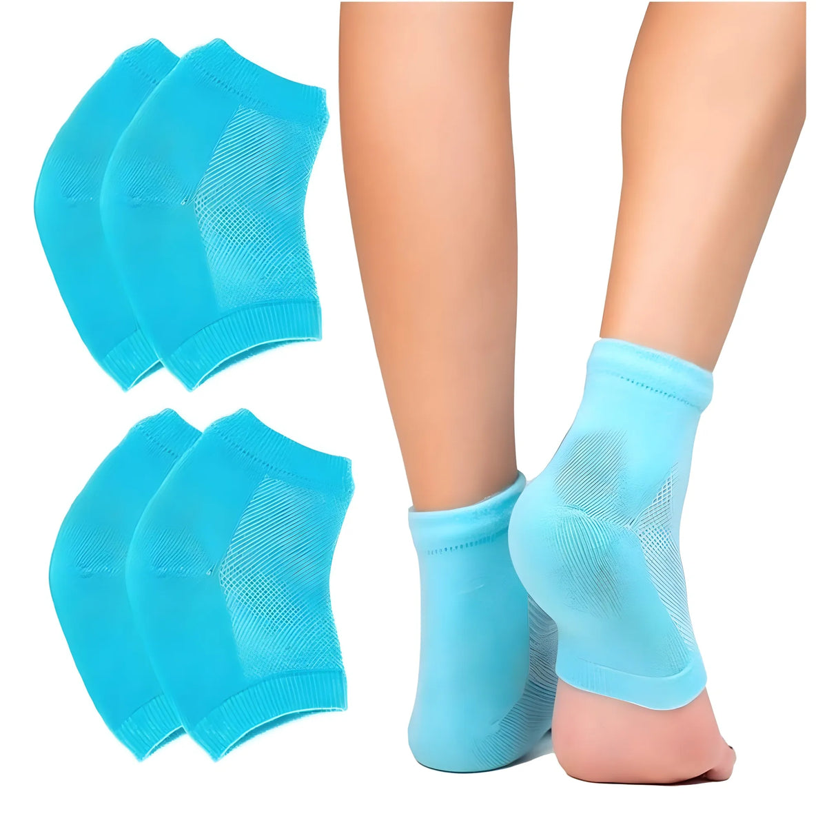 Pack of 2 Half Gel Cotton Heel Socks (Blue)