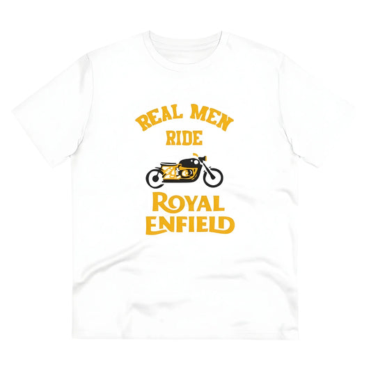 Men's PC Cotton Bike Ride Design Printed T Shirt (Color: White, Thread Count: 180GSM)