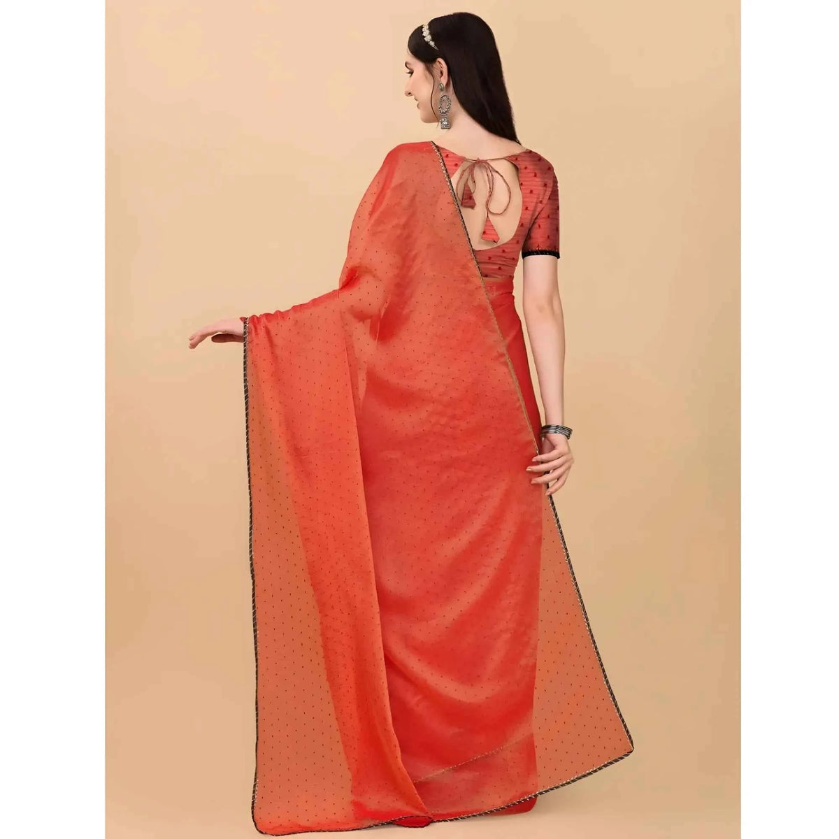 Vanya Silk Blend Embellished Saree With Unstitched Blouse