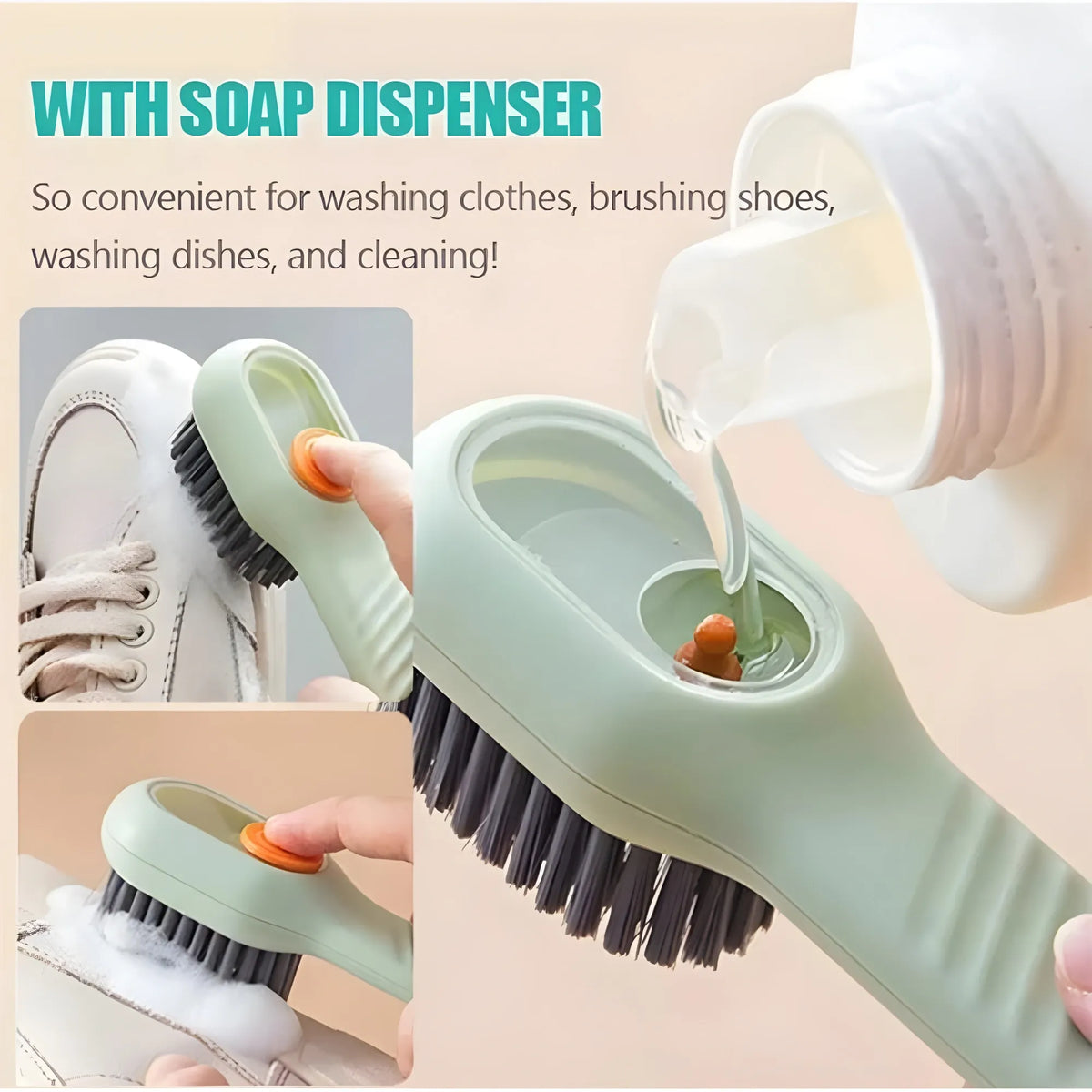 Pack of 3 Soap Dispensing Cleaning Brush (Multicolor)