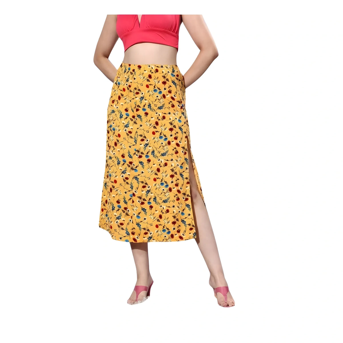Women's Polyester Floral Side Zip Skirt (multicolor) | Women Signature Collection