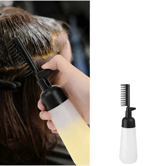 Plastic Root Comb Hair Dye Applicator Bottle (Black)