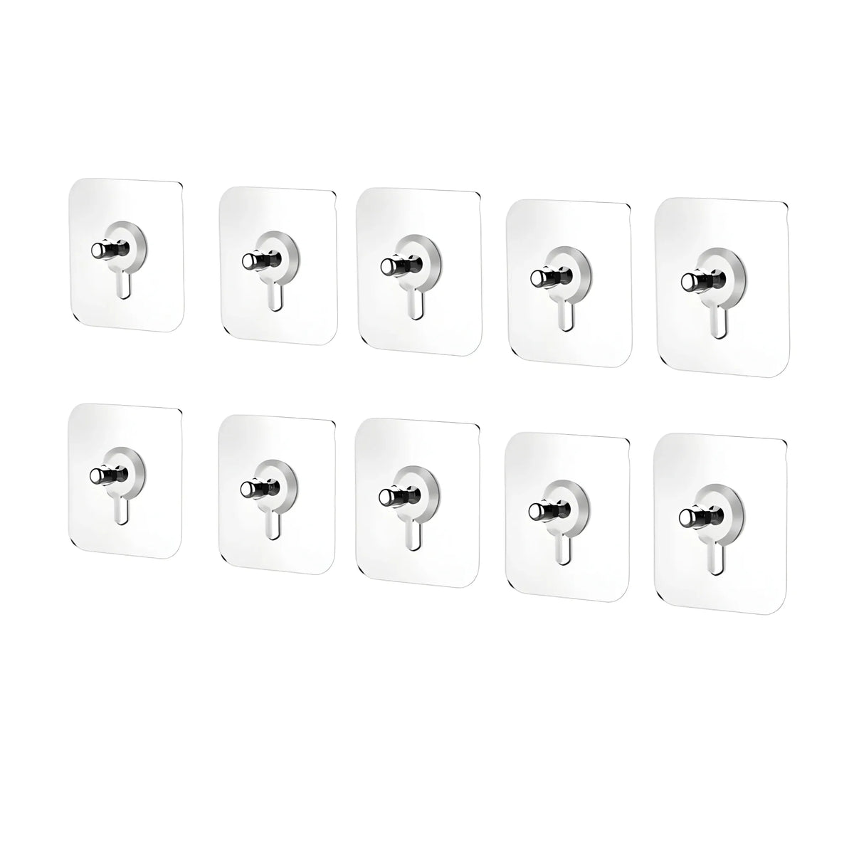 Pack of 10 Acrylic-Metal Wall Hook (Multicolor)