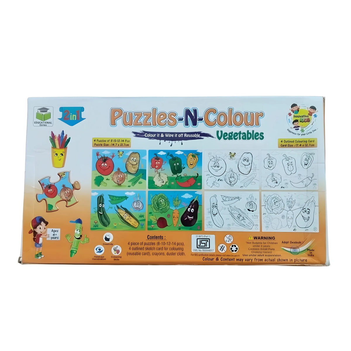 2 In 1 Puzzle &amp; Colors Vegetable |   Cardboard  |   Educational Toys| 3+ Years