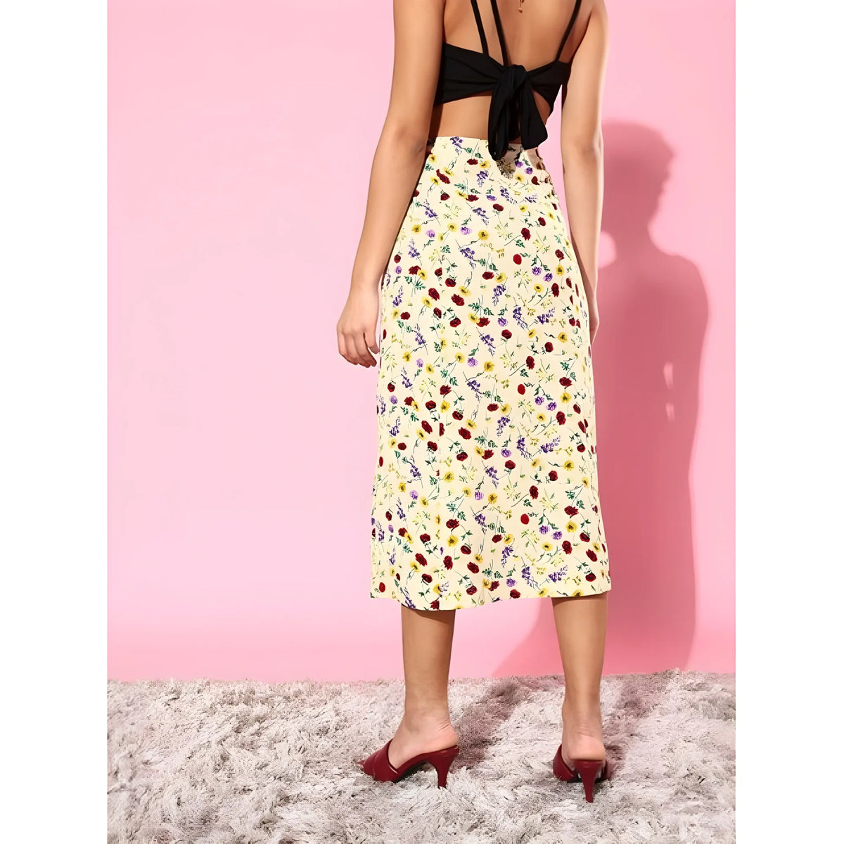 Women's Polyester Floral Side Zip Skirt (multicolor) | Women Signature Collection