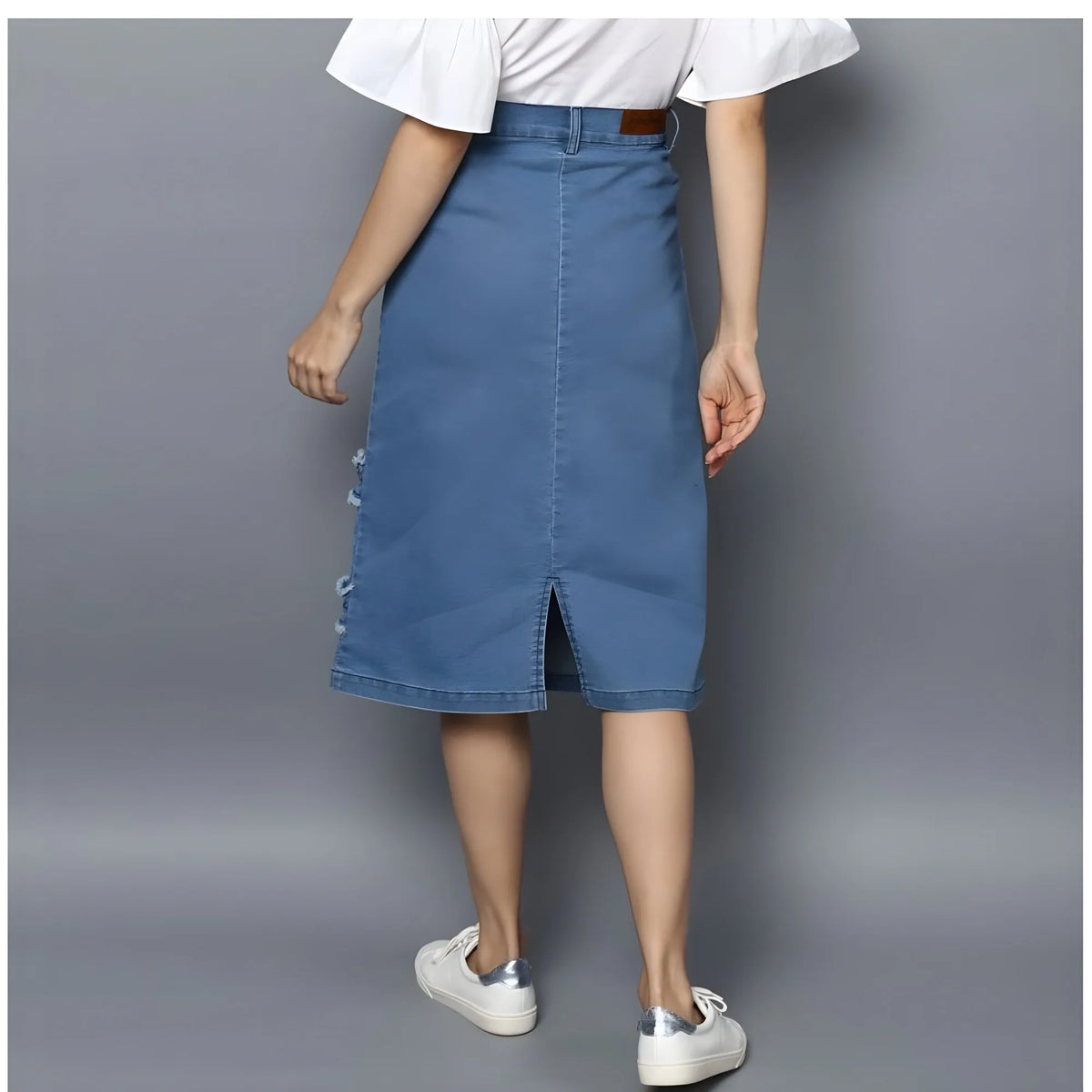 Women's Denim Washed Buttoned Skirt (blue) | Women Signature Collection