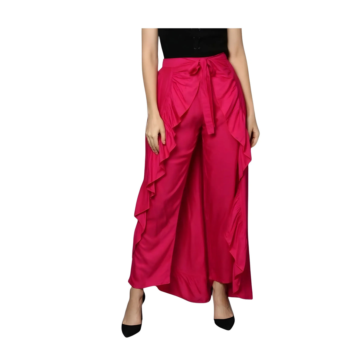 Women's Rayon Ruffled Elasticated Skirt (pink) | Women Signature Collection