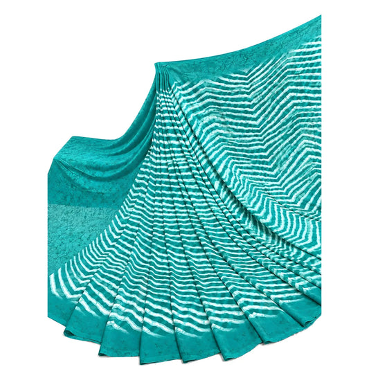 Women's Georgette Printed Saree With Unstitched Blouse 5.5Mtr (Teal)