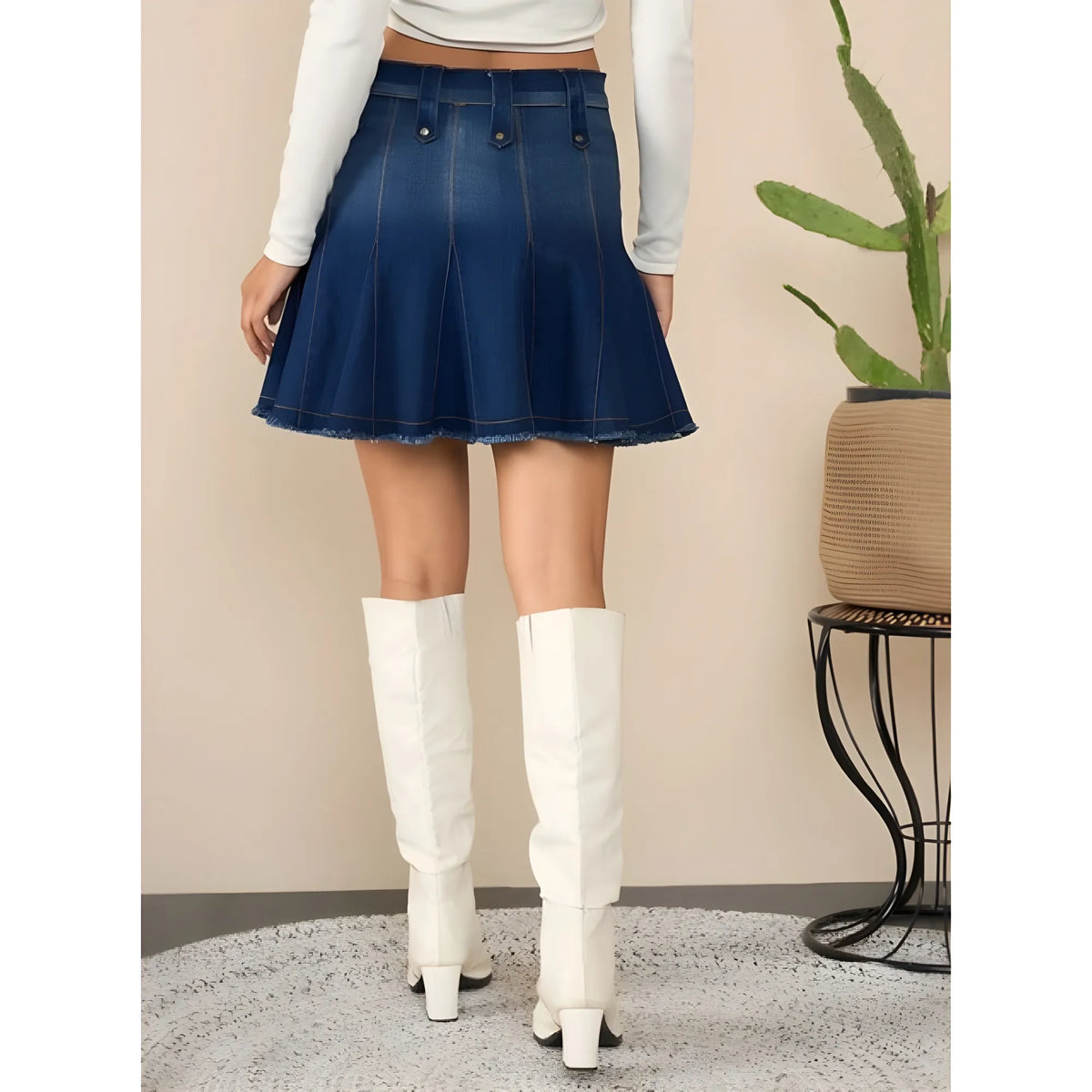 Women's Denim Washed Buttoned Skirt (blue) | Women Signature Collection
