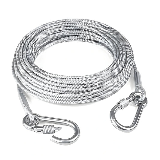 Stainless Steel Clothes Drying Rope With Hooks 10 Meter (Silver)