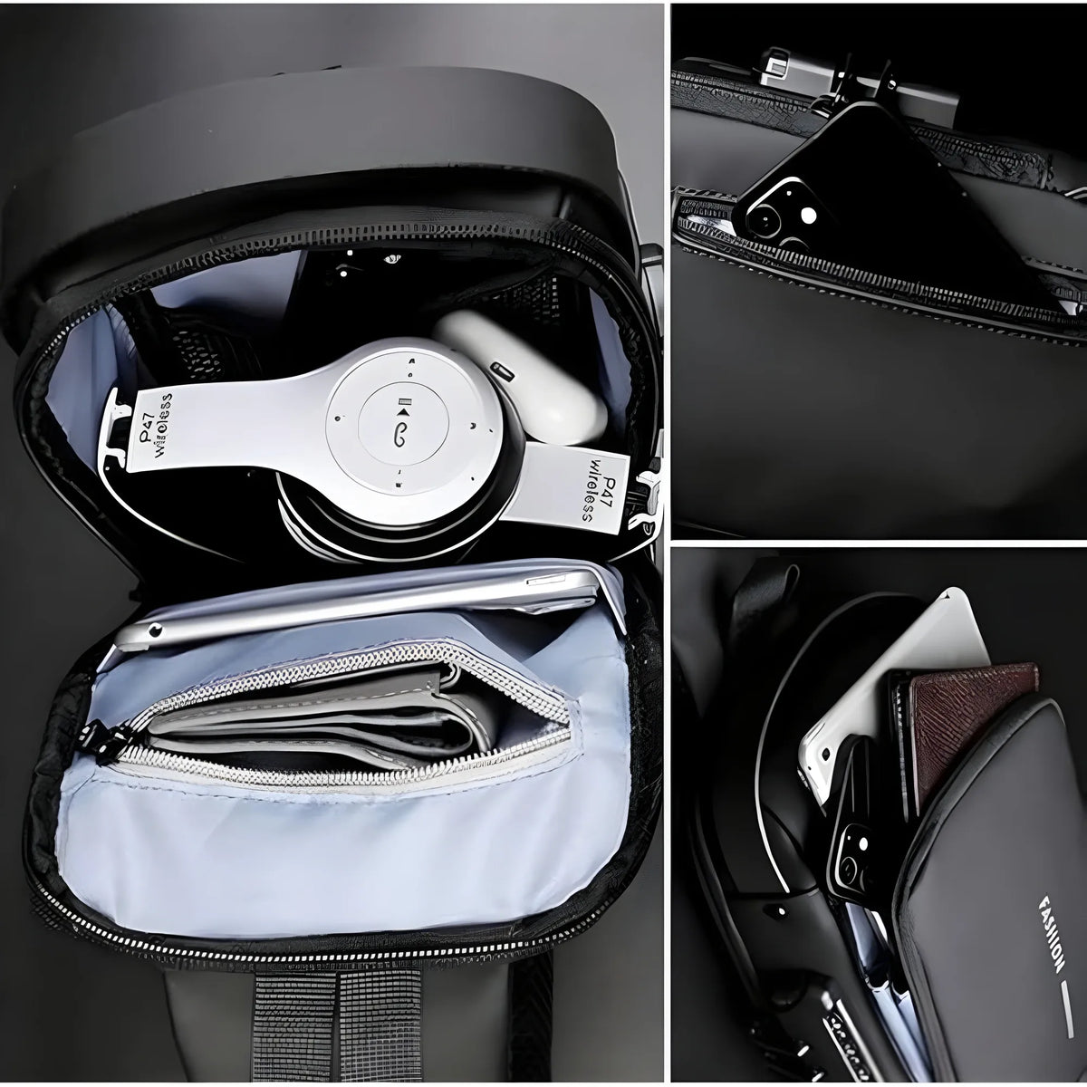 Waterproof Sling Cross Backpack Bag (Black)