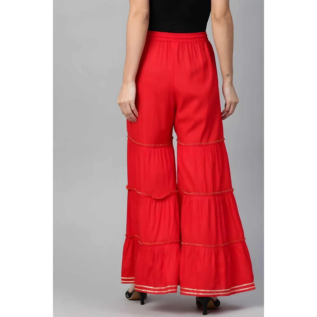 Women's Casual Solid Rayon Sharara (red) | Women Signature Collection
