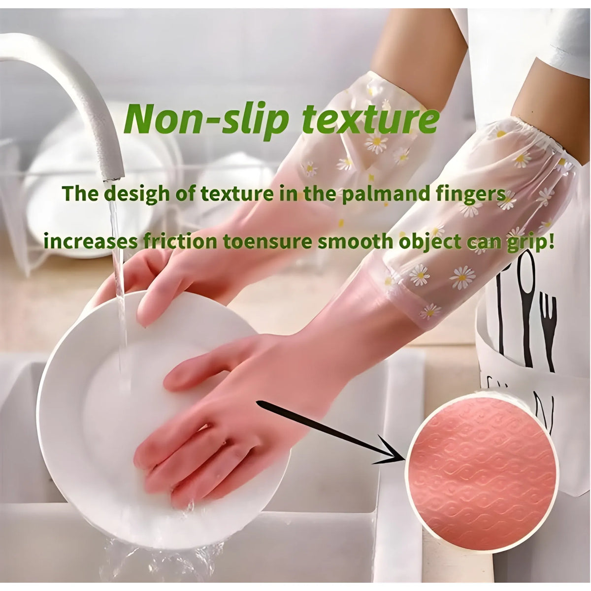 PVC Transperant Full Gloves (Peach)