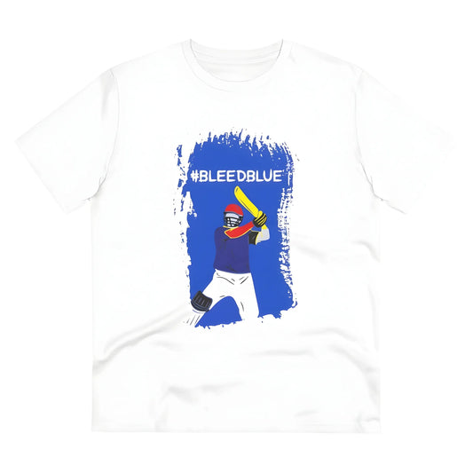 Men's PC Cotton Cricket Design Printed T Shirt (Color: White, Thread Count: 180GSM)